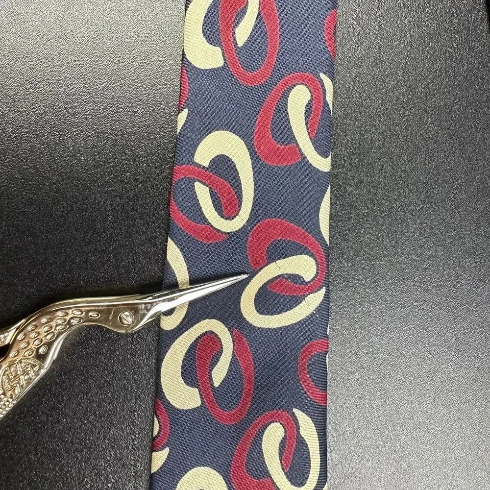 Vintage Polo Ralph Lauren Silk Tie Mens Navy Geometric Handmade in USA Necktie*